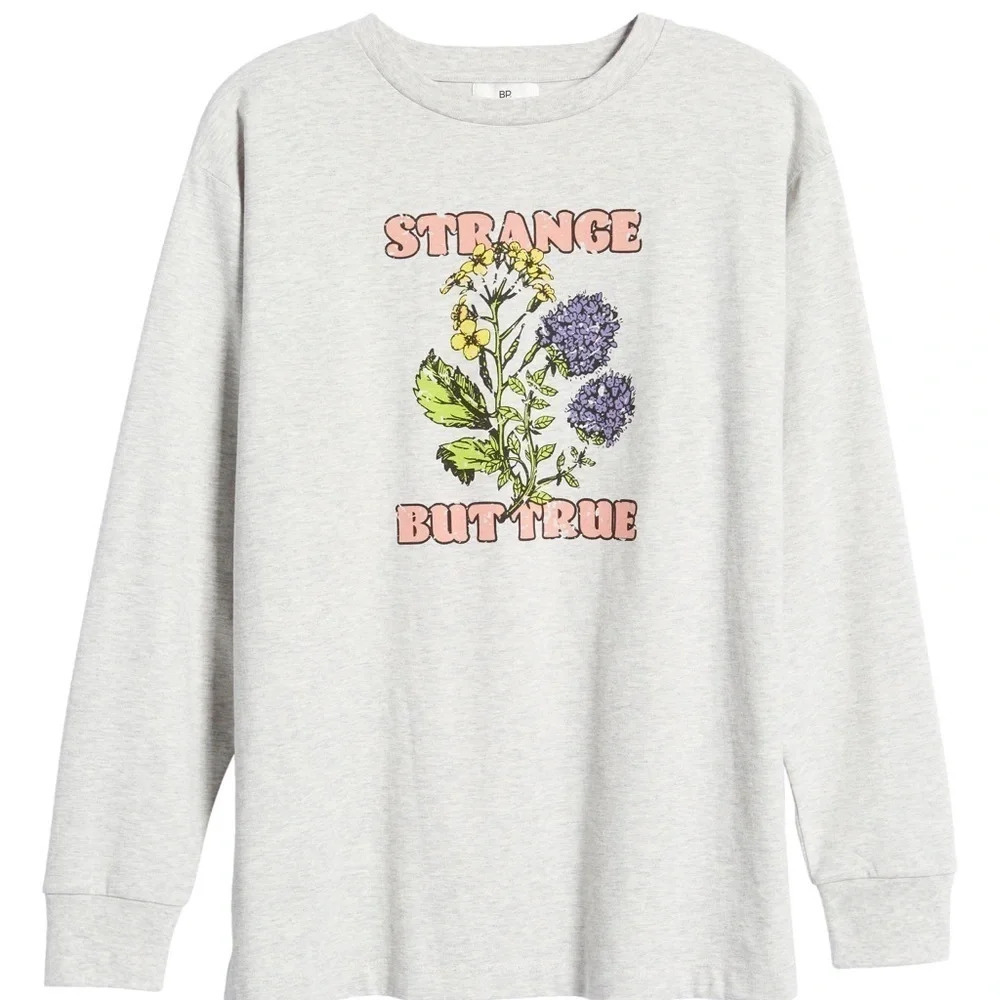 BP Nordstrom Strange But True Floral Graphic Cotton Long Sleeve Tee M